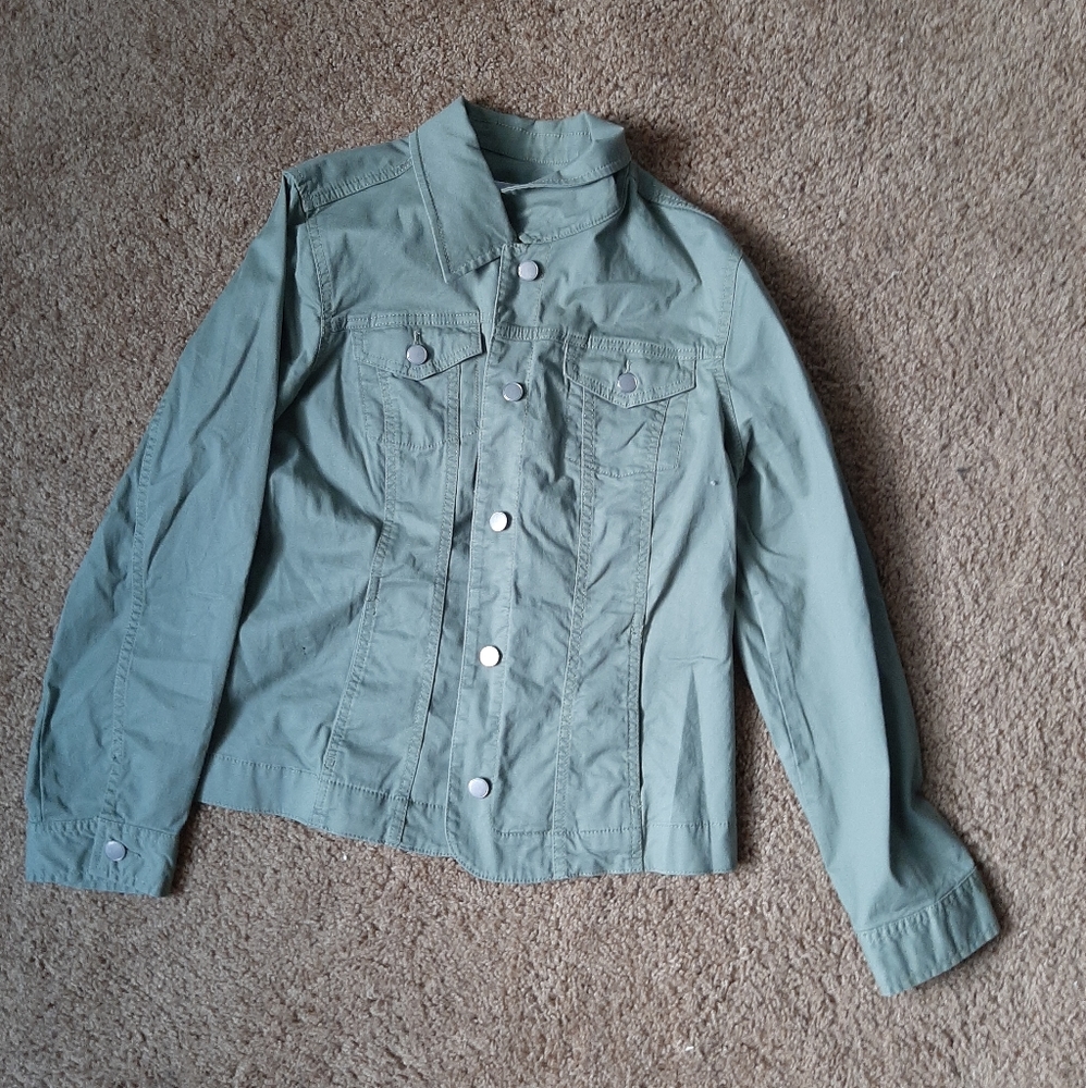 Green button up jacket